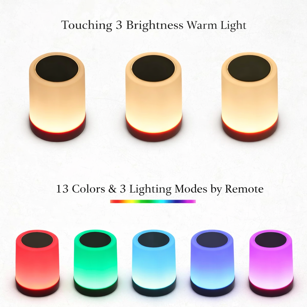 Touch Bedside Light, Bedroom Night Light, Dimmable Desk Light, Remote Control 13 Color Changing Light, Timed Shutdown, USB Charge