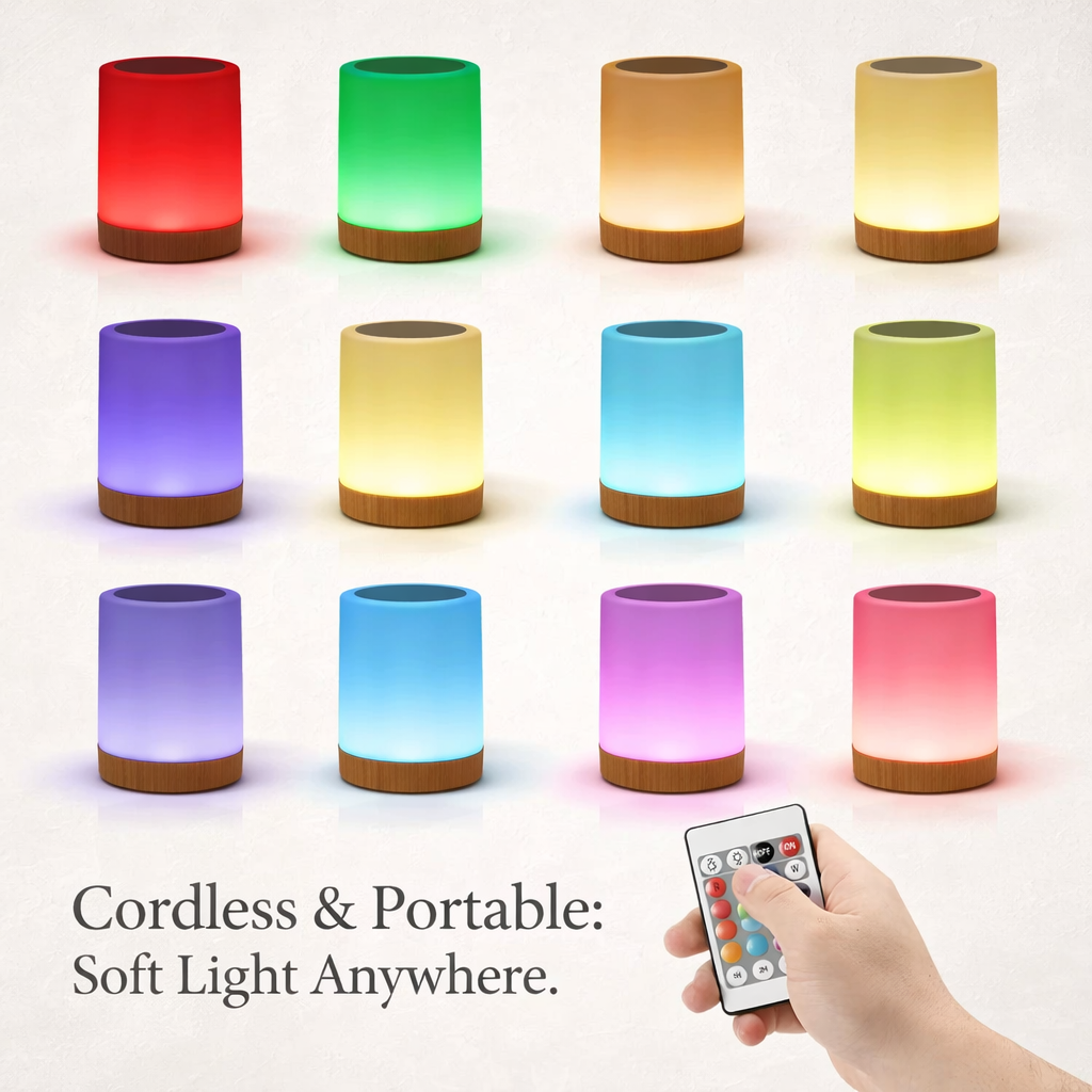 Touch Bedside Light, Bedroom Night Light, Dimmable Desk Light, Remote Control 13 Color Changing Light, Timed Shutdown, USB Charge