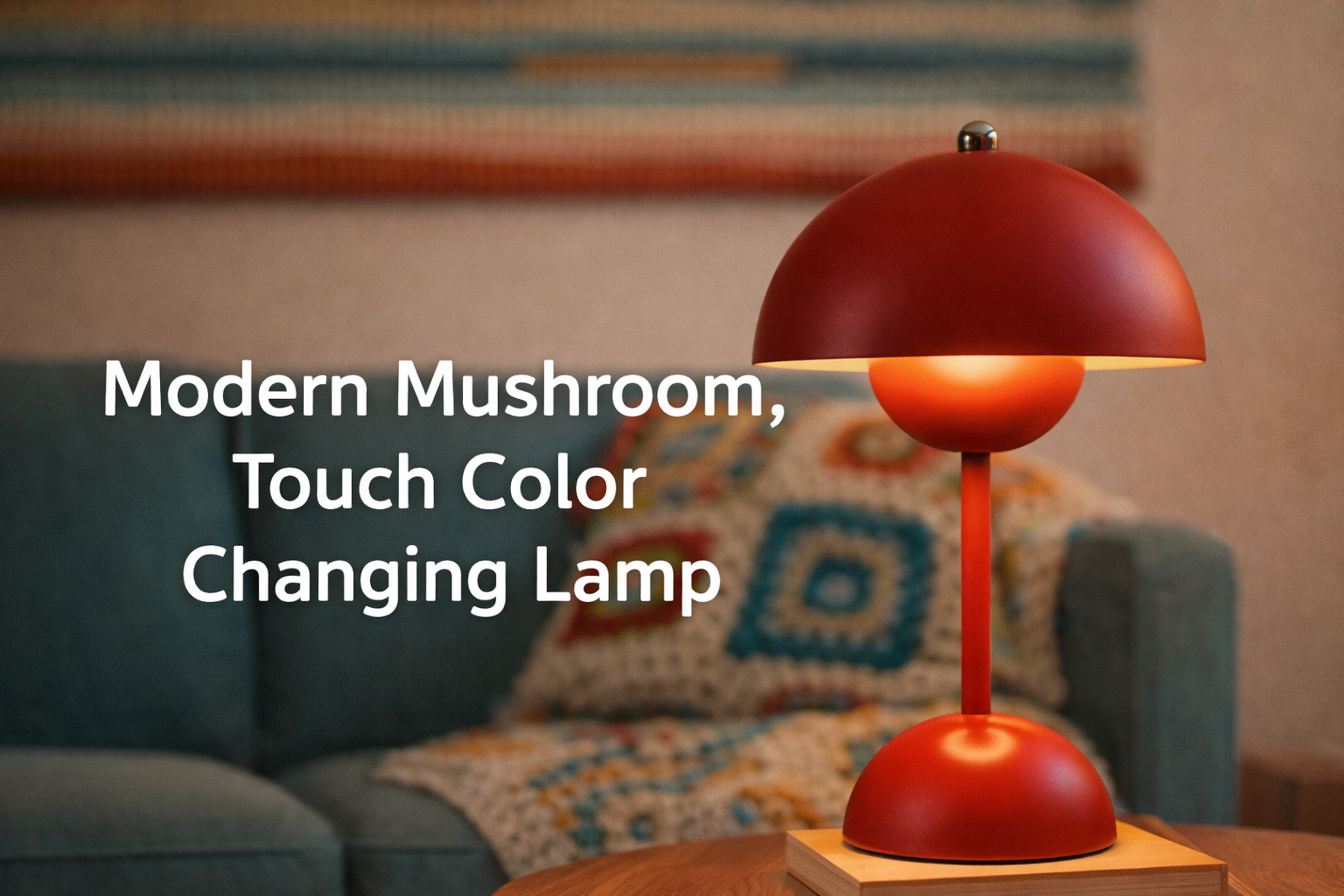 Modern Mushroom Touch Lamp – Dimmable LED Table Lamp, Rechargeable Bedside Light, Color Changing Ambient Lighting Decor